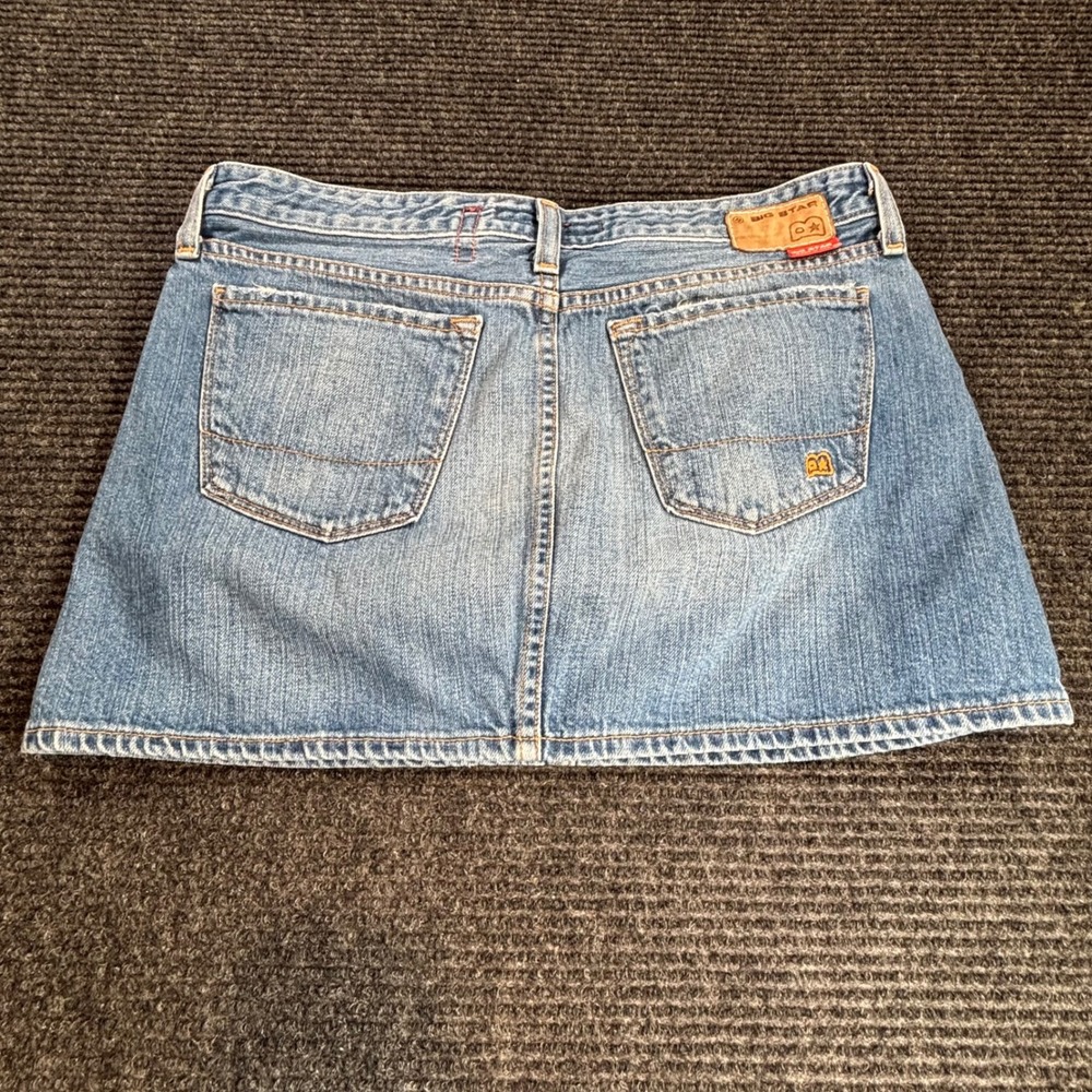 Big Star Janet Denim Mini Skirt Womens 29 Medium Wash Made in USA Y2K Jean Skirt - Picture 2 of 10